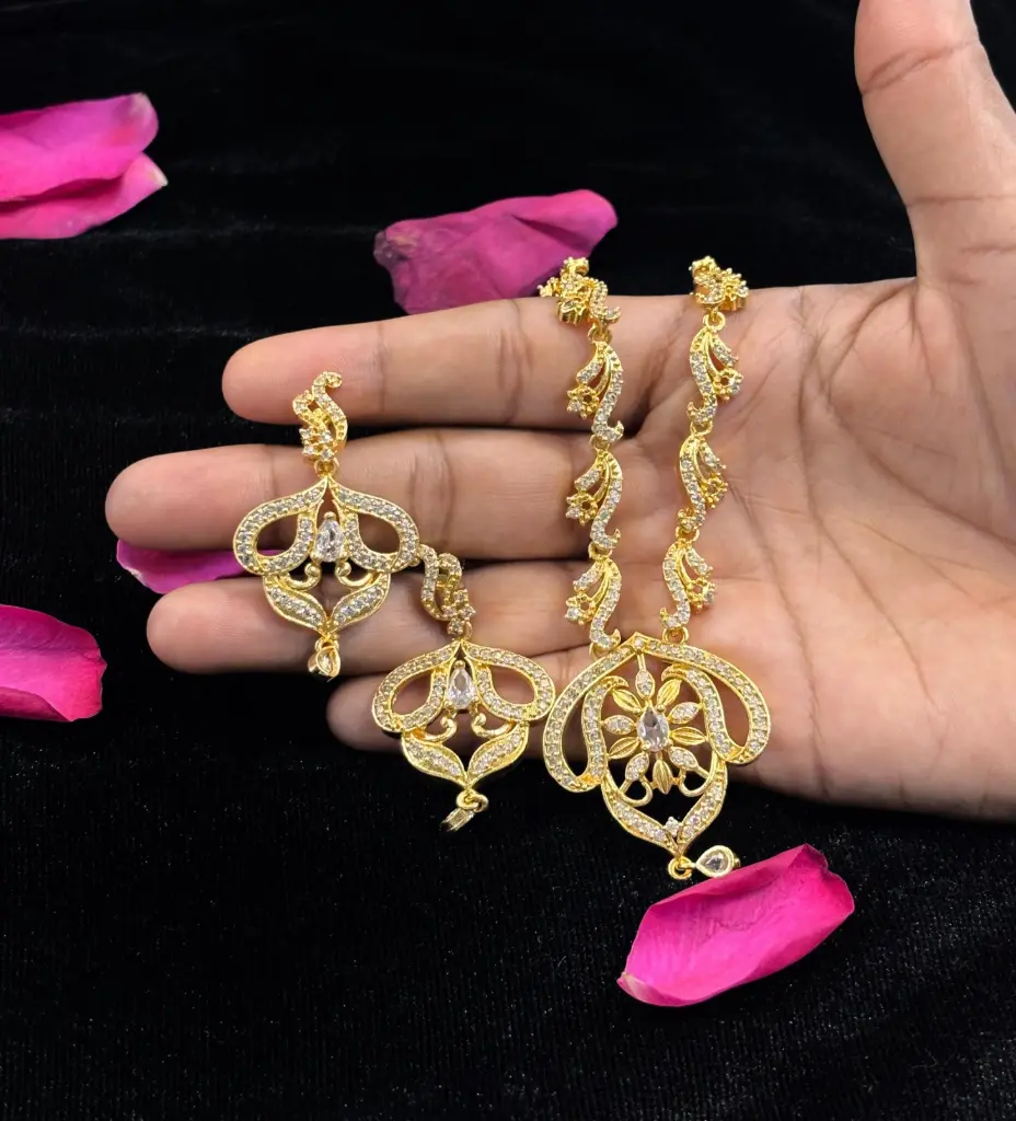 Attractive stone | Gold-plated Necklace set | ethnic, Party Adjustable sizing