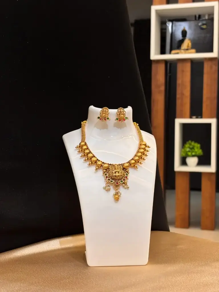 Attractive traditional south indian style  | Gold-plated Necklace set | ethnic, Adjustable sizing