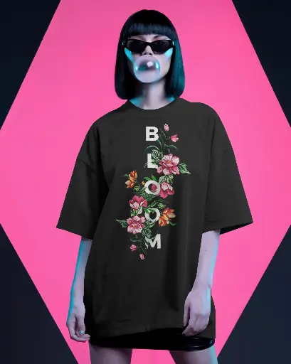 [0071/] BLOOM FLOWER conops  | Oversized T-shirt | Womens