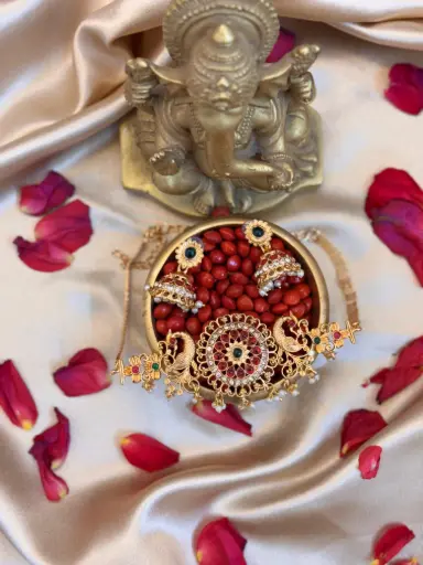 PRINCESS Unique Peacock | Jewellery set | Gold Plated | ethnic Party Adjustable sizing