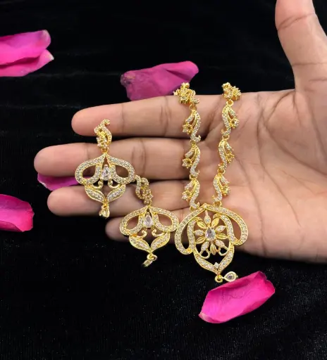 Attractive stone | Gold-plated Necklace set | ethnic, Party Adjustable sizing