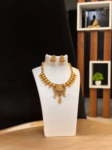 Attractive traditional south indian style  | Gold-plated Necklace set | ethnic, Adjustable sizing