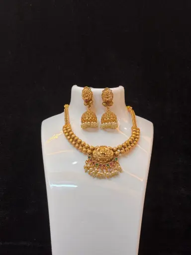 Attractive Traditional | Gold-plated Necklace set | Ethnic and Adjustable sizing