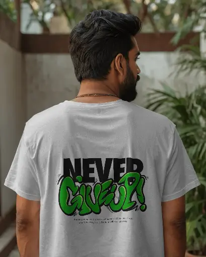[0011/] NEVER GIVEUP PRINTED | Round neck | Regular fit