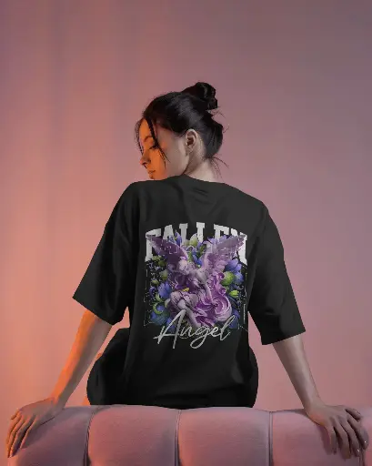 [0039/] Fallen Angel Printed | Oversized T-shirt | Womens