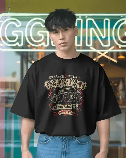 [0034/] Vintage Automotive Printed | Oversized T-shirt |